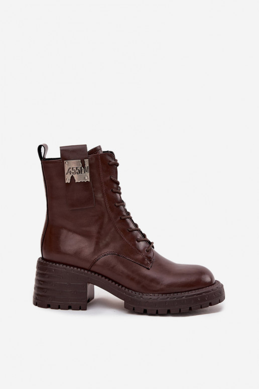 Pele Botins de trabalho Feminino Klocke Com decorações Detalem Artiker 57C0213 cor marrom