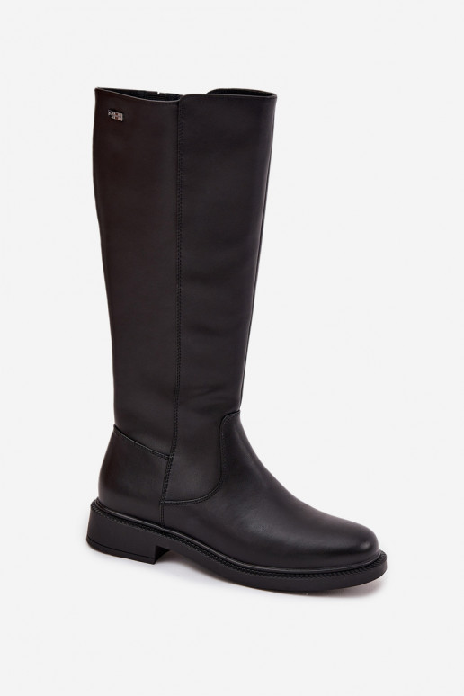 Pele Botas quentes com salto largo Sergio Leone KZ25600-S cor preta Pele Botas quentes com salto largo Sergio Leone KZ25600-S cor preta