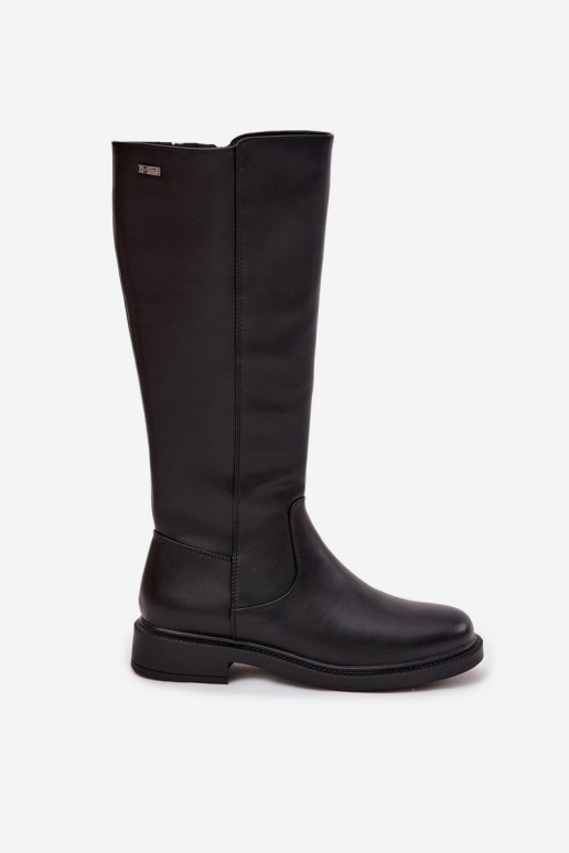 Pele Botas quentes com salto largo Sergio Leone KZ25600-S cor preta Pele Botas quentes com salto largo Sergio Leone KZ25600-S cor preta