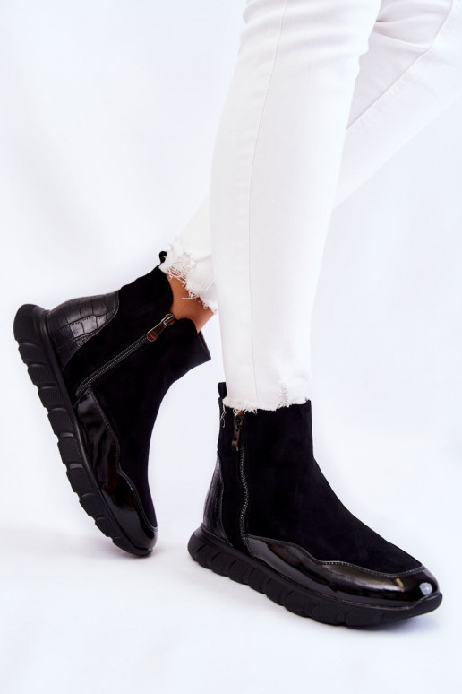 de camurça Feminino Botas modelo de tênis cor preta Anita