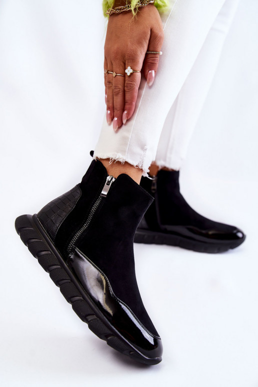 de camurça Feminino Botas modelo de tênis cor preta Anita