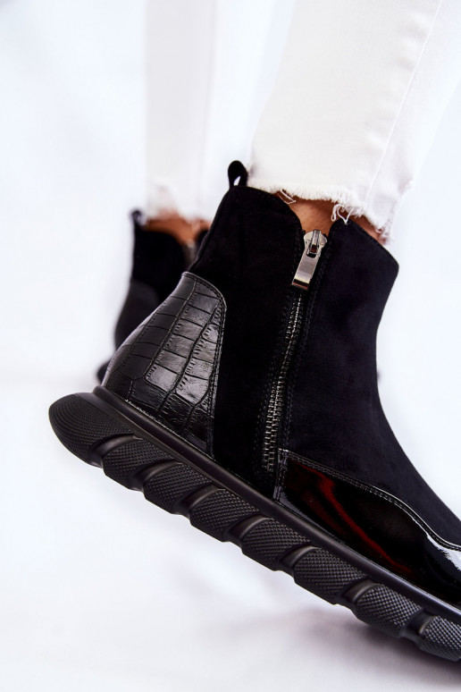 de camurça Feminino Botas modelo de tênis cor preta Anita