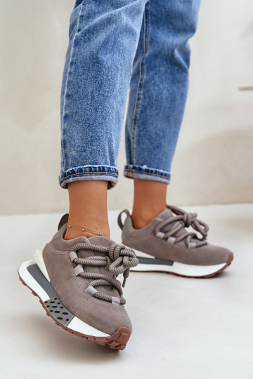 de camurça À modalo de tênis Feminino com uma plataformaGrubym Amarrandom Artiker 54C1463 cor cinza 2