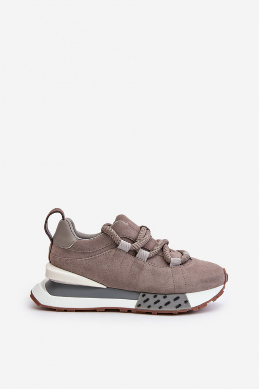 de camurça À modalo de tênis Feminino com uma plataformaGrubym Amarrandom Artiker 54C1463 cor cinza