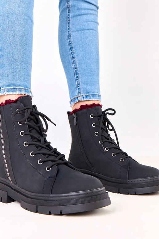 Botas de trabalho femininas pretas em...