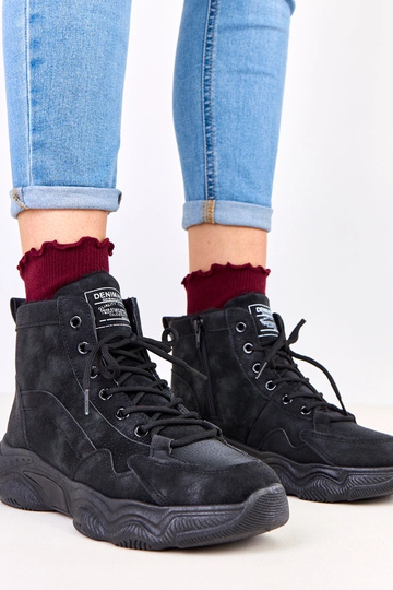 Botas de trabalho pretas em suede sintético com forro de pelúcia, Chakles