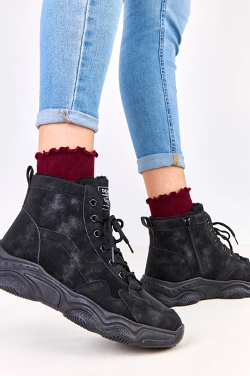 Botas de trabalho pretas em suede sintético com forro de pelúcia, Chakles 2