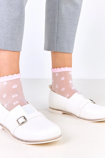 Botas femininas de cano curto brancas com palmilha de couro, Klensi