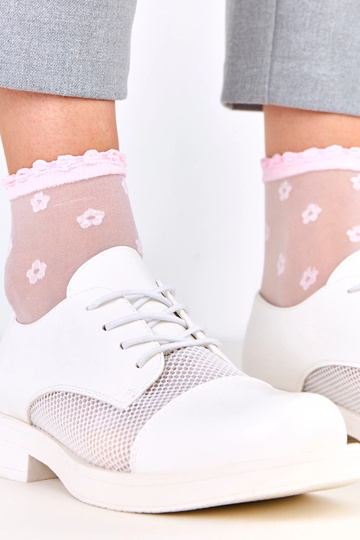 Botas femininas de cano curto brancas com rede na parte superior, Moris 2