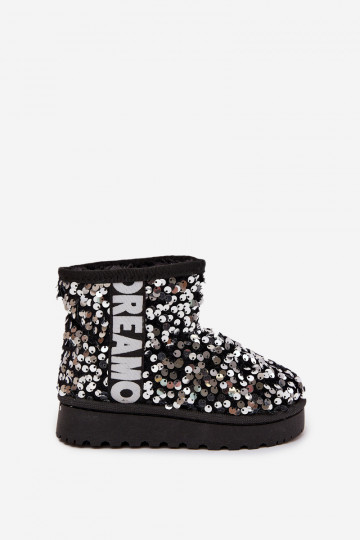 Botas de neve infantis Botas aquecimento com escamas brilhantes Preto e-cor prata Rebbica 2