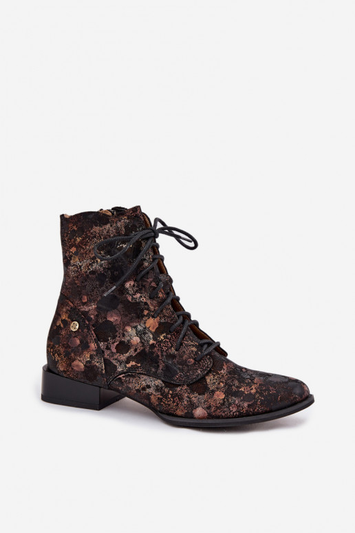 de camurça Estampado Botas com salto largo Tem que serciejka 06391-02 Preto e-cor dourada