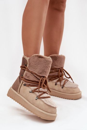 Botas de neve Feminino com um casaco de pele D.Franklin DFSH370012 bege 2