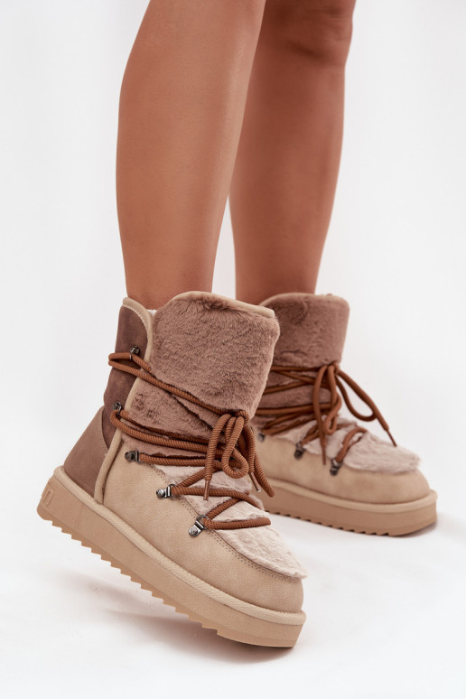 Botas de neve Feminino com um casaco de pele D.Franklin DFSH370012 bege