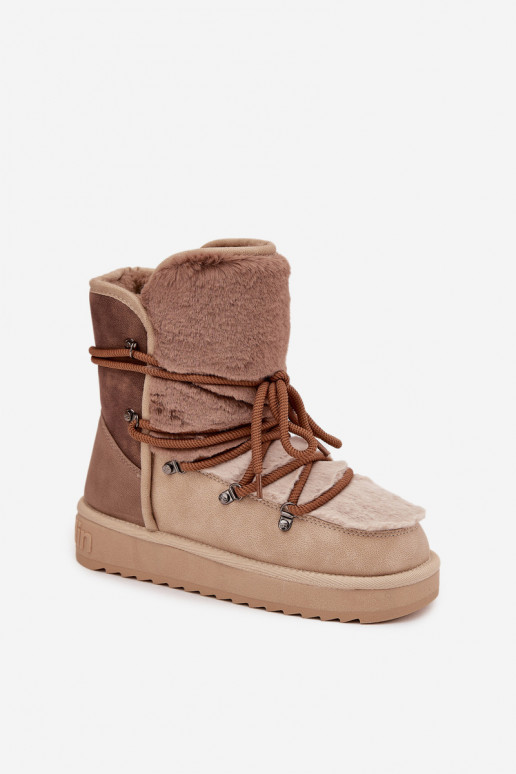 Botas de neve Feminino com um casaco de pele D.Franklin DFSH370012 bege