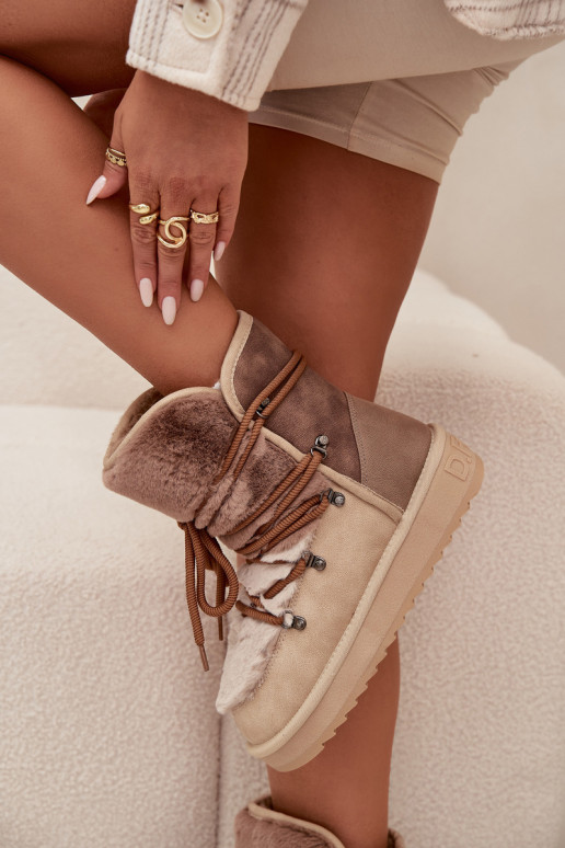 Botas de neve Feminino com um casaco de pele D.Franklin DFSH370012 bege