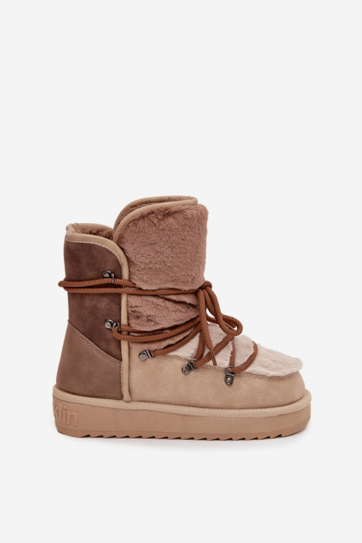 Botas de neve Feminino com um casaco de pele D.Franklin DFSH370012 bege