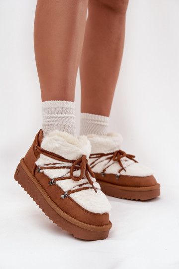 Baixo Botas de neve com uma plataforma com um casaco de pele D.Franklin DFSH370011 cor marrom 2