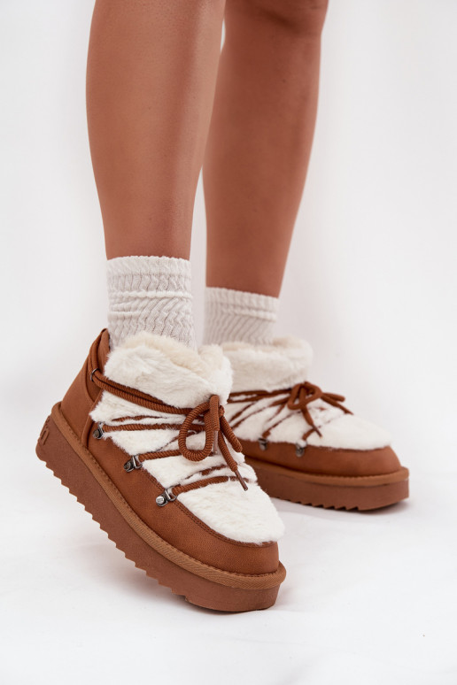 Baixo Botas de neve com uma plataforma com um casaco de pele D.Franklin DFSH370011 cor marrom