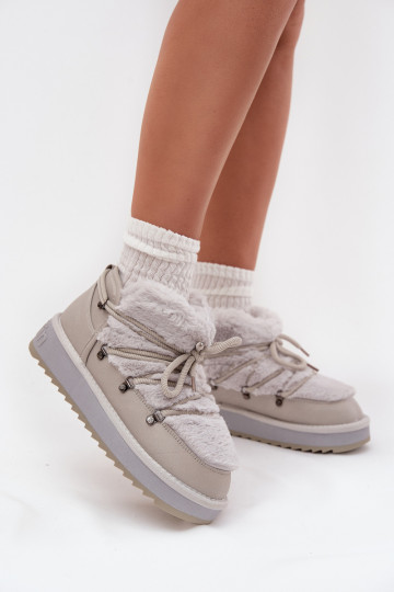 Baixo Botas de neve com uma plataforma com um casaco de pele D.Franklin DFSH370011 cor cinza 2