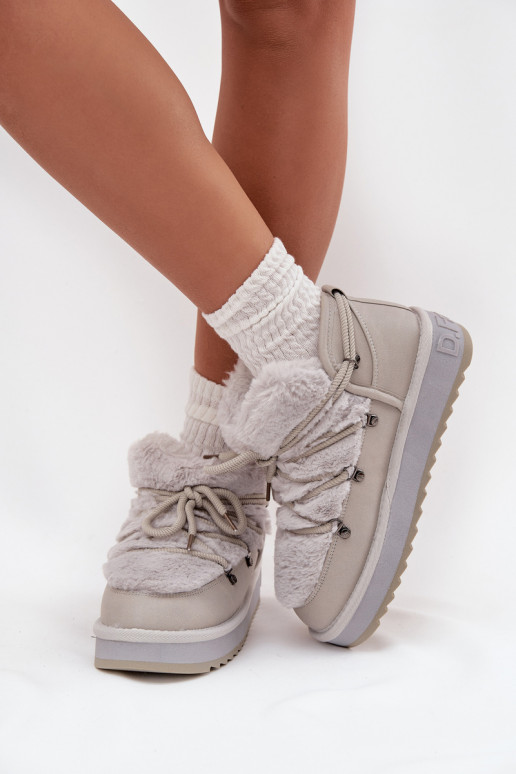 Baixo Botas de neve com uma plataforma com um casaco de pele D.Franklin DFSH370011 cor cinza