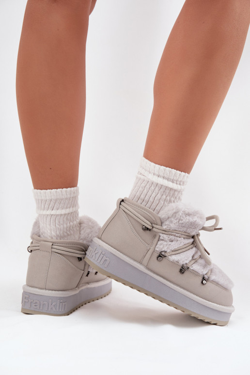 Baixo Botas de neve com uma plataforma com um casaco de pele D.Franklin DFSH370011 cor cinza