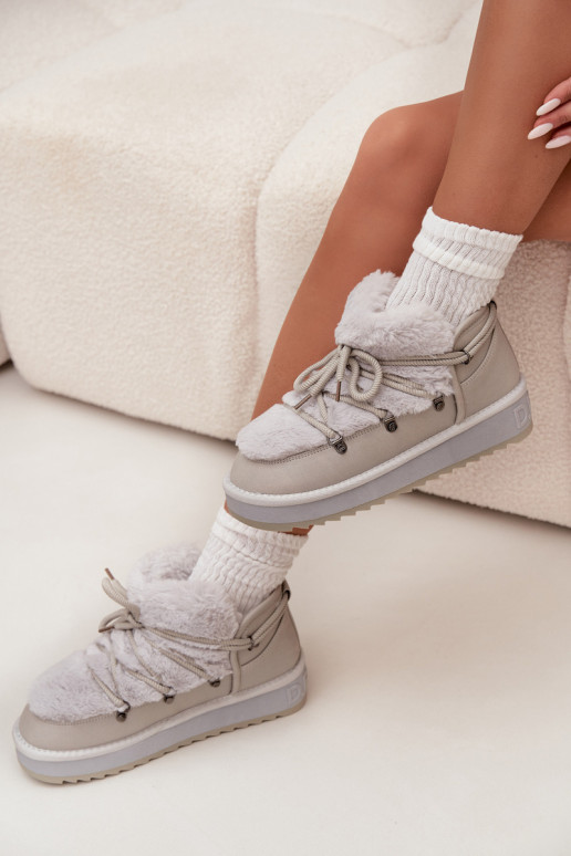 Baixo Botas de neve com uma plataforma com um casaco de pele D.Franklin DFSH370011 cor cinza