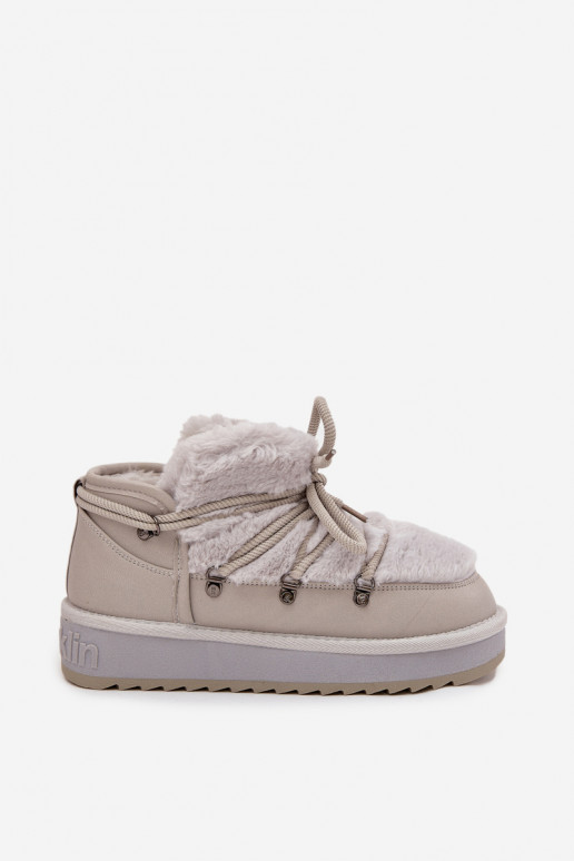 Baixo Botas de neve com uma plataforma com um casaco de pele D.Franklin DFSH370011 cor cinza