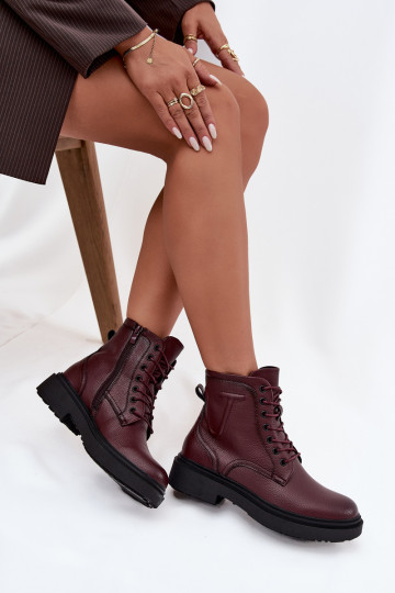 aquecimento Botas femininasHabilitadoturalnej Skóry Sergio Leone BT25248-S Borgonha