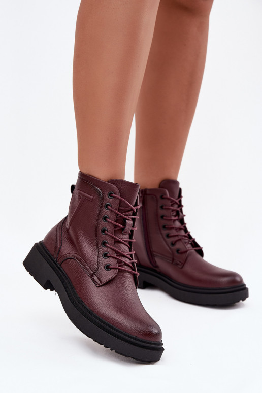 aquecimento Botas femininasHabilitadoturalnej Skóry Sergio Leone BT25248-S Borgonha