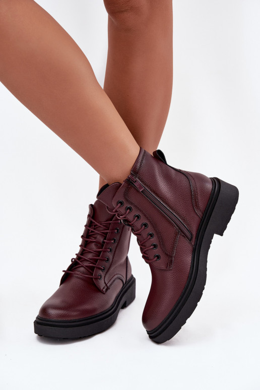 aquecimento Botas femininasHabilitadoturalnej Skóry Sergio Leone BT25248-S Borgonha