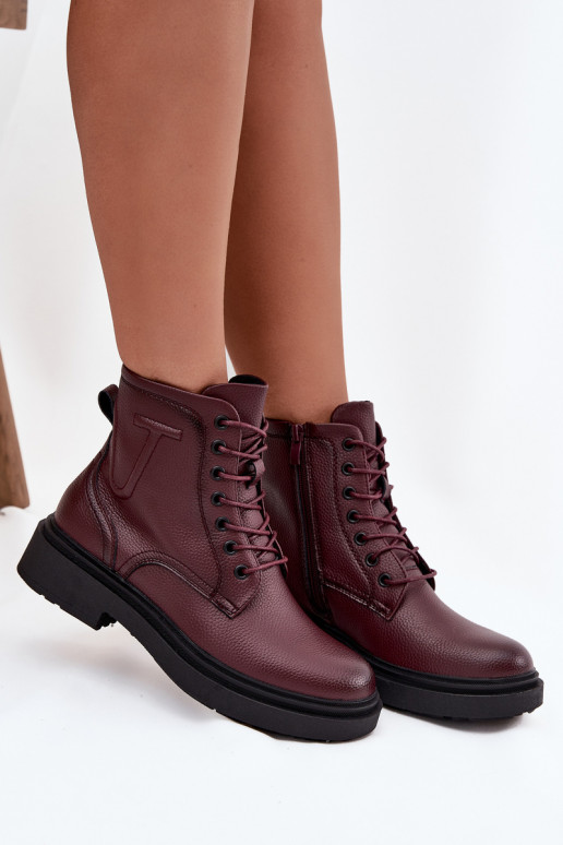 aquecimento Botas femininasHabilitadoturalnej Skóry Sergio Leone BT25248-S Borgonha