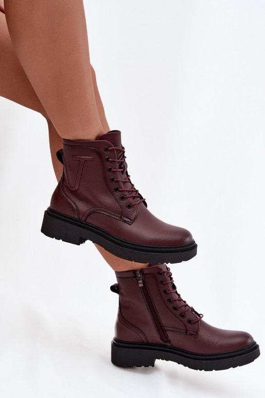 aquecimento Botas femininasHabilitadoturalnej Skóry Sergio Leone BT25248-S Borgonha