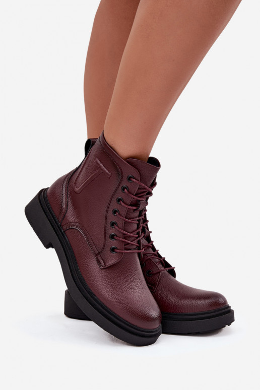 aquecimento Botas femininasHabilitadoturalnej Skóry Sergio Leone BT25248-S Borgonha