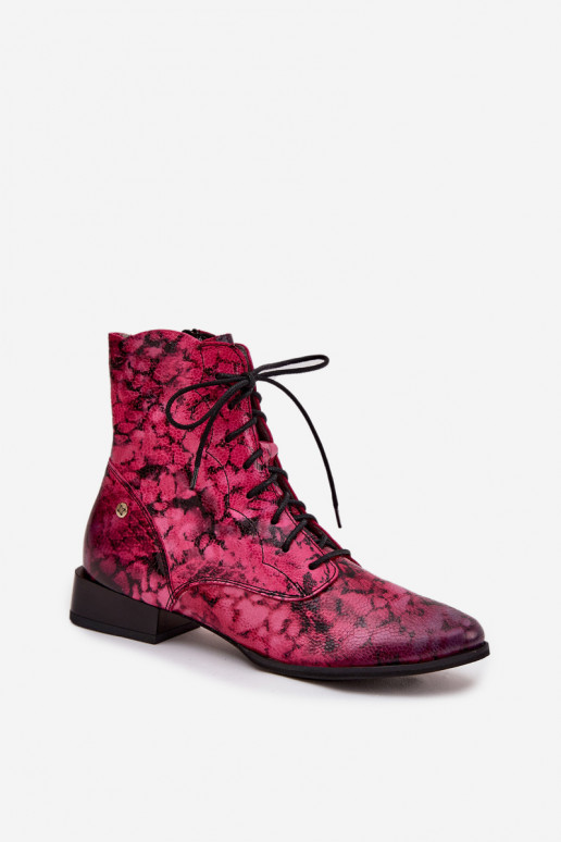 Pele Estampado Botas com salto largo Tem que serciejka 06391-23 cor rosa