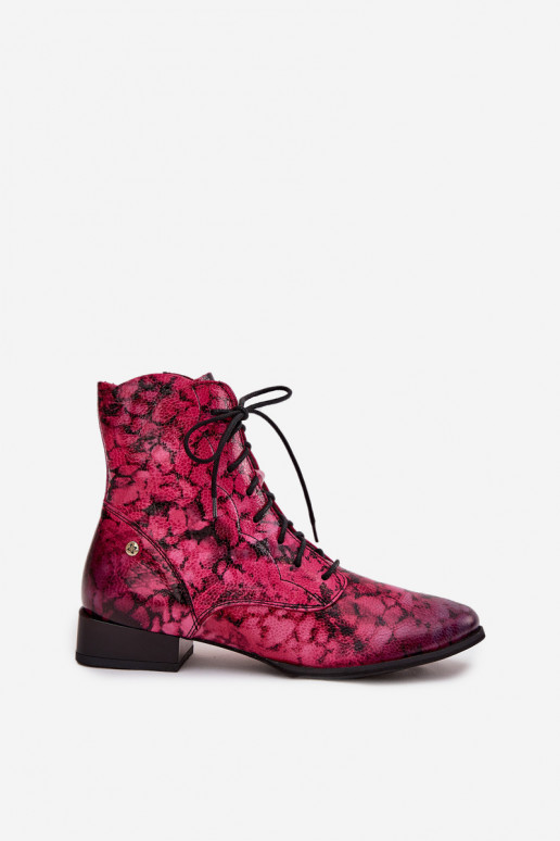 Pele Estampado Botas com salto largo Tem que serciejka 06391-23 cor rosa