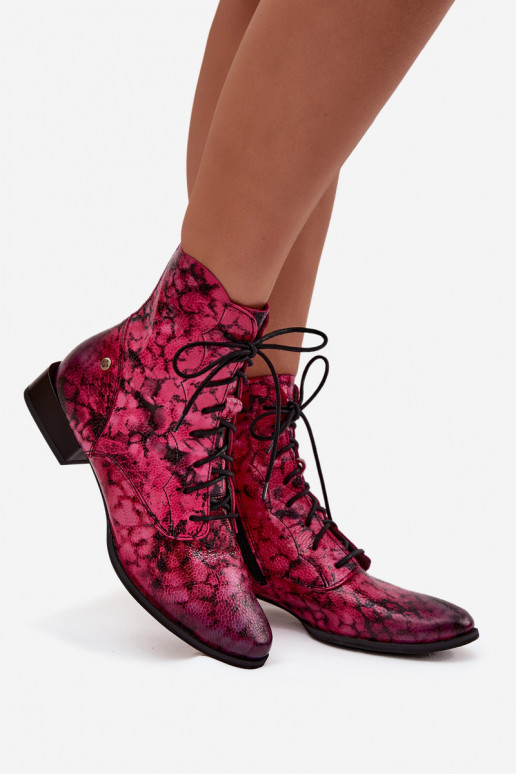 Pele Estampado Botas com salto largo Tem que serciejka 06391-23 cor rosa