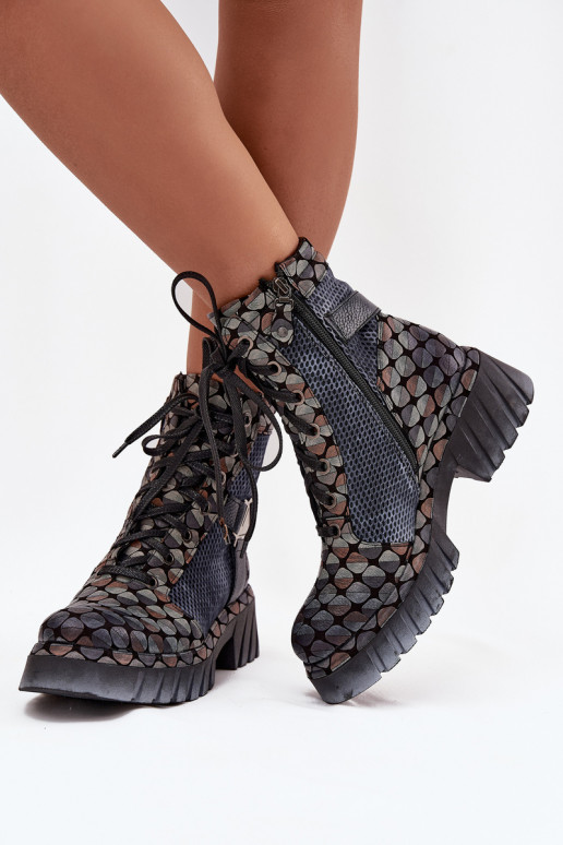 Pele Botins de trabalho Feminino Tem que serciejka 07072-03 Cores diferentes