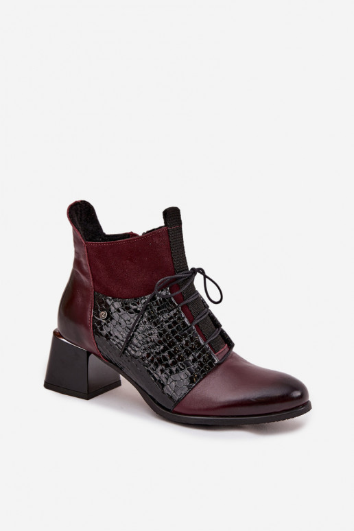 Zazoo 60503 Pele Botas com salto aquecimento Borgonha