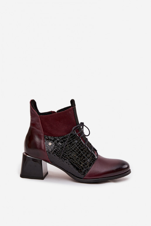 Zazoo 60503 Pele Botas com salto aquecimento Borgonha