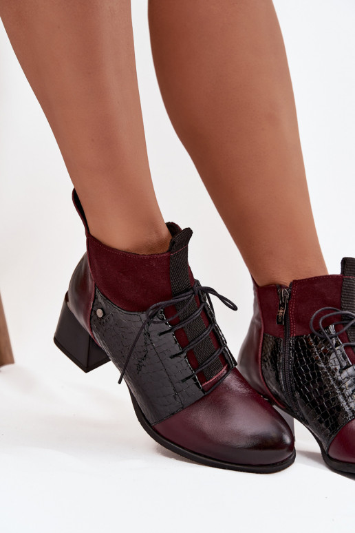 Zazoo 60503 Pele Botas com salto aquecimento Borgonha