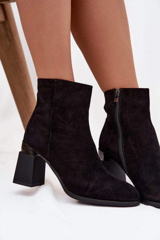 Botas femininasHabilitadoturalnego de camurçau com salto aquecimento D&A CR52-718 cor preta