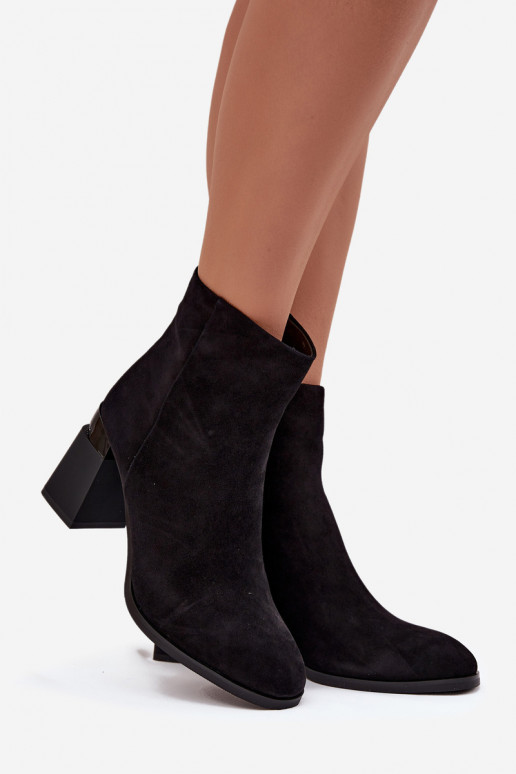 Botas femininasHabilitadoturalnego de camurçau com salto aquecimento D&A CR52-718 cor preta