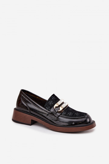 Pele Mocassins lacados FemininoOdobnym Detalem D&A MR52-173 cor preta 2