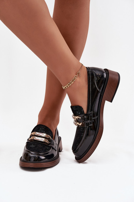 Pele Mocassins lacados FemininoOdobnym Detalem D&A MR52-173 cor preta