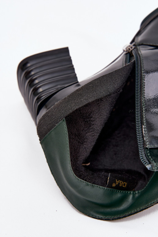 com efeito verniz Botas femininasHabilitadoturalnej Skóry com salto D&ACR52-696 cor cáqui