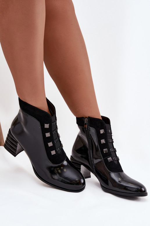 Pele com efeito verniz Botas femininas D&A MR52-144 cor preta