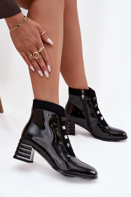 Pele com efeito verniz Botas femininas D&A MR52-144 cor preta