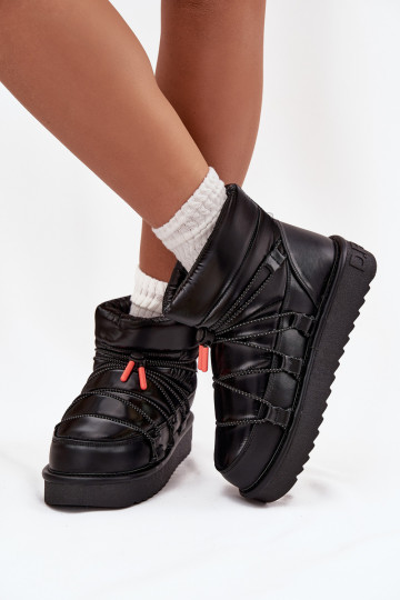 Botas de neve femininas com plataforma D.Franklin DFSH370020 na cor preta