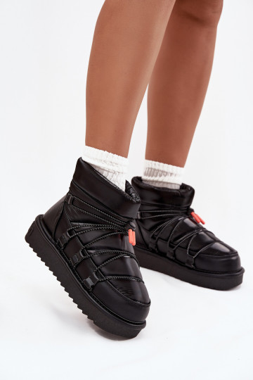 Botas de neve femininas com plataforma D.Franklin DFSH370020 na cor preta 2