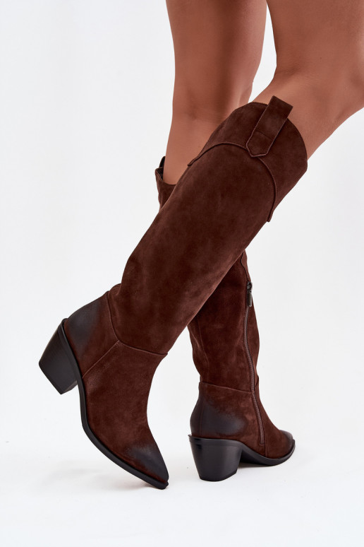 botas estilo vaqueiro Feminino com saltoHabilitadoturalnego de camurçau Artiker 57C0230 cor marrom botas estilo vaqueiro Feminino com saltoHabilitadoturalnego de camurçau Artiker 57C0230 cor marrom
